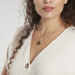 Pendentif Argent Blanc Benoite Ambre