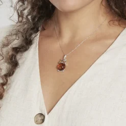 Pendentif Argent Blanc Benoite Ambre