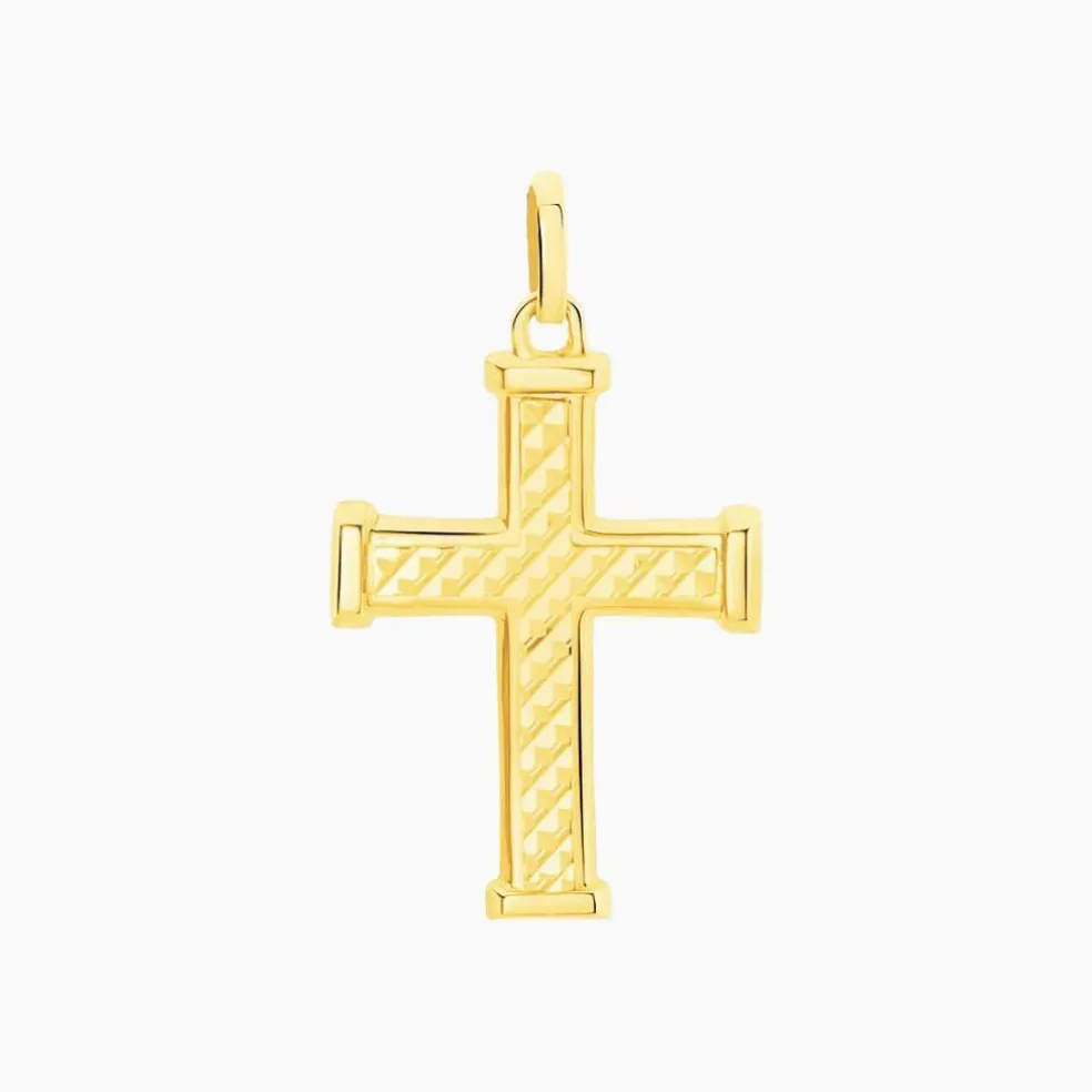 Pendentif Benny Croix Ciselee Or Jaune