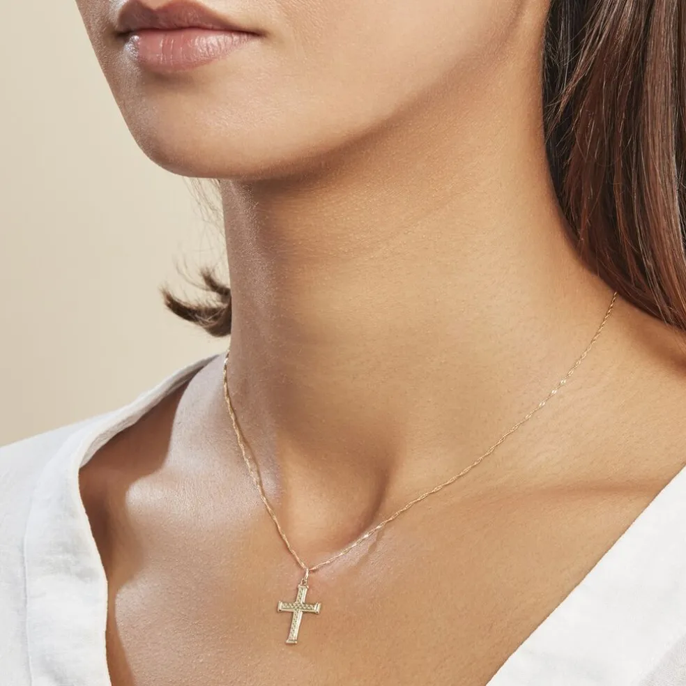 Pendentif Benny Croix Ciselee Or Jaune