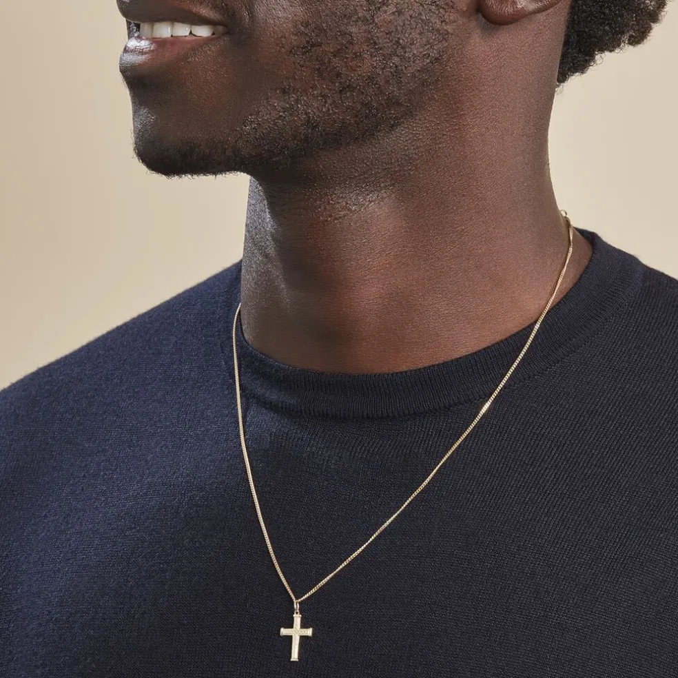 Pendentif Benny Croix Ciselee Or Jaune