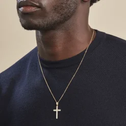 Pendentif Benny Croix Ciselee Or Bicolore