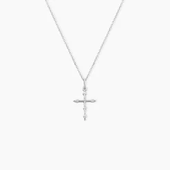 Pendentif Canice Croix Or Blanc Oxyde De Zirconium
