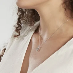 Pendentif Canice Croix Or Blanc Oxyde De Zirconium