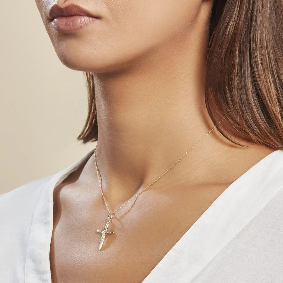 Pendentif Damian Croix Or Jaune