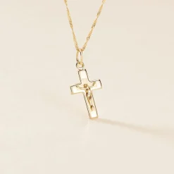 Pendentif Damian Croix Or Jaune