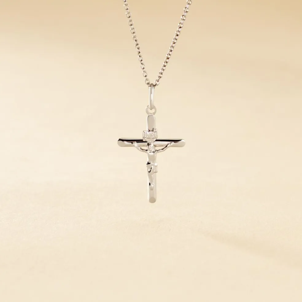 Pendentif Damian Croix Or Blanc