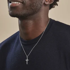 Pendentif Damian Croix Or Blanc