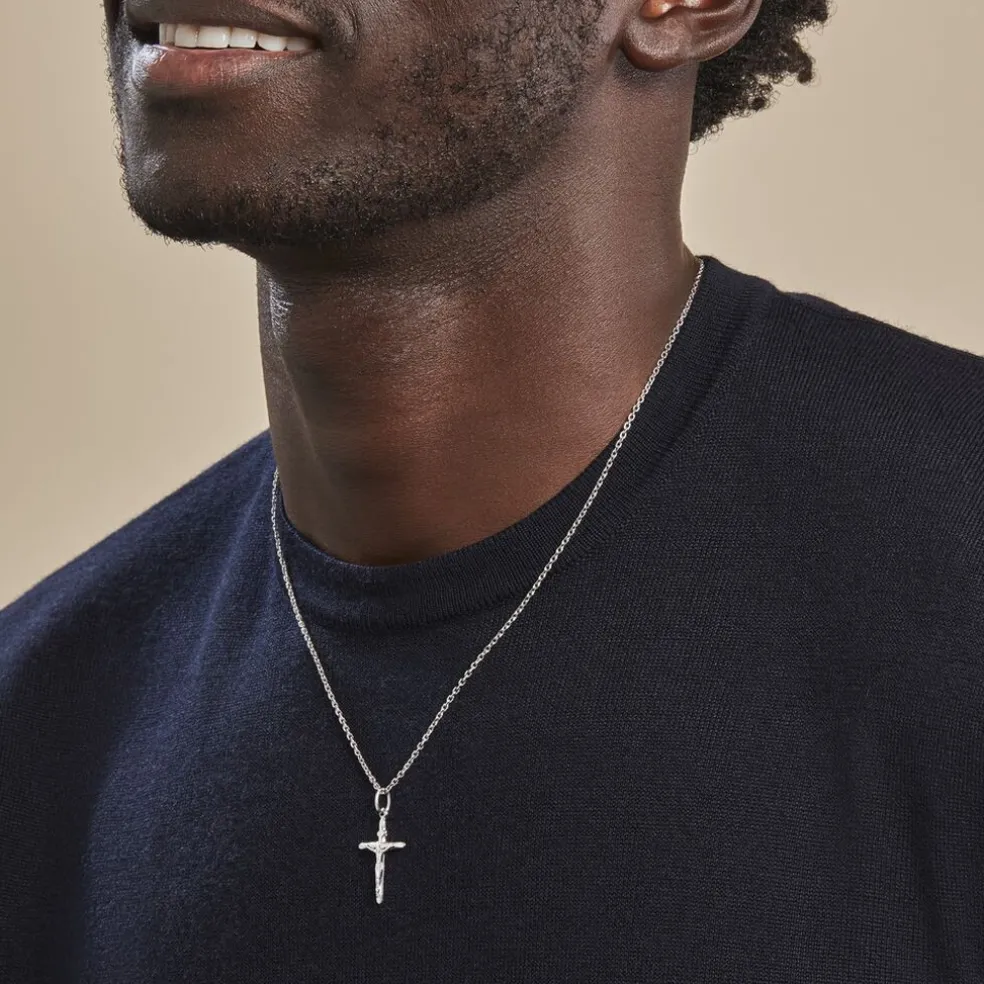 Pendentif Damian Croix Or Blanc