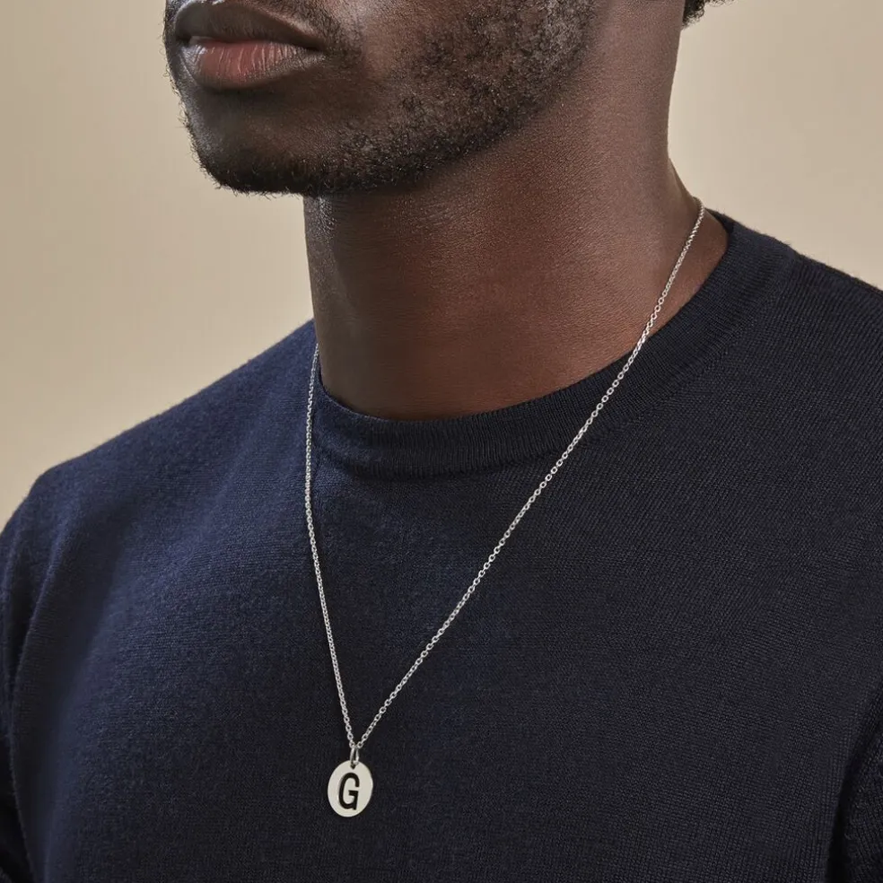 Pendentif Elio G Argent Blanc