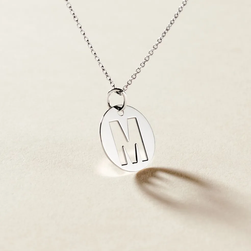 Pendentif Elio M Argent Blanc