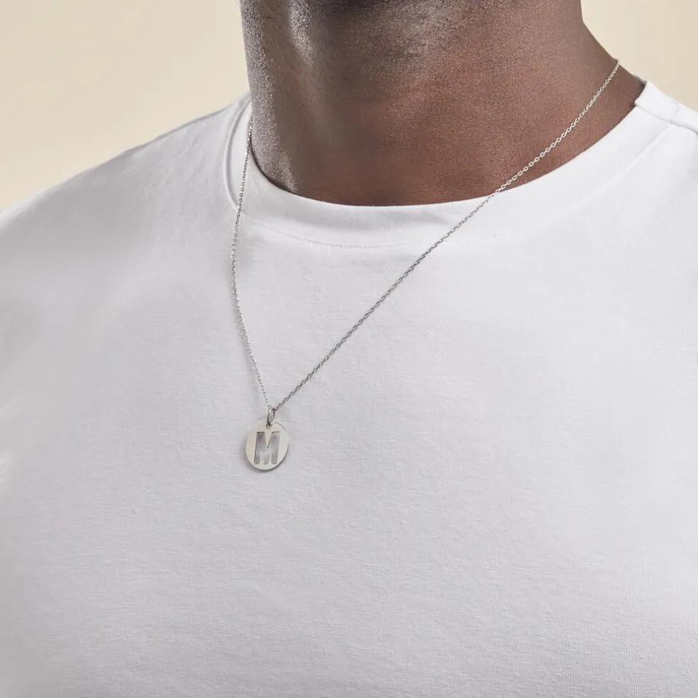 Pendentif Elio M Argent Blanc