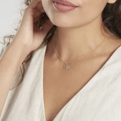 Pendentif Eudocie Coeurs Ciseles Or Bicolore
