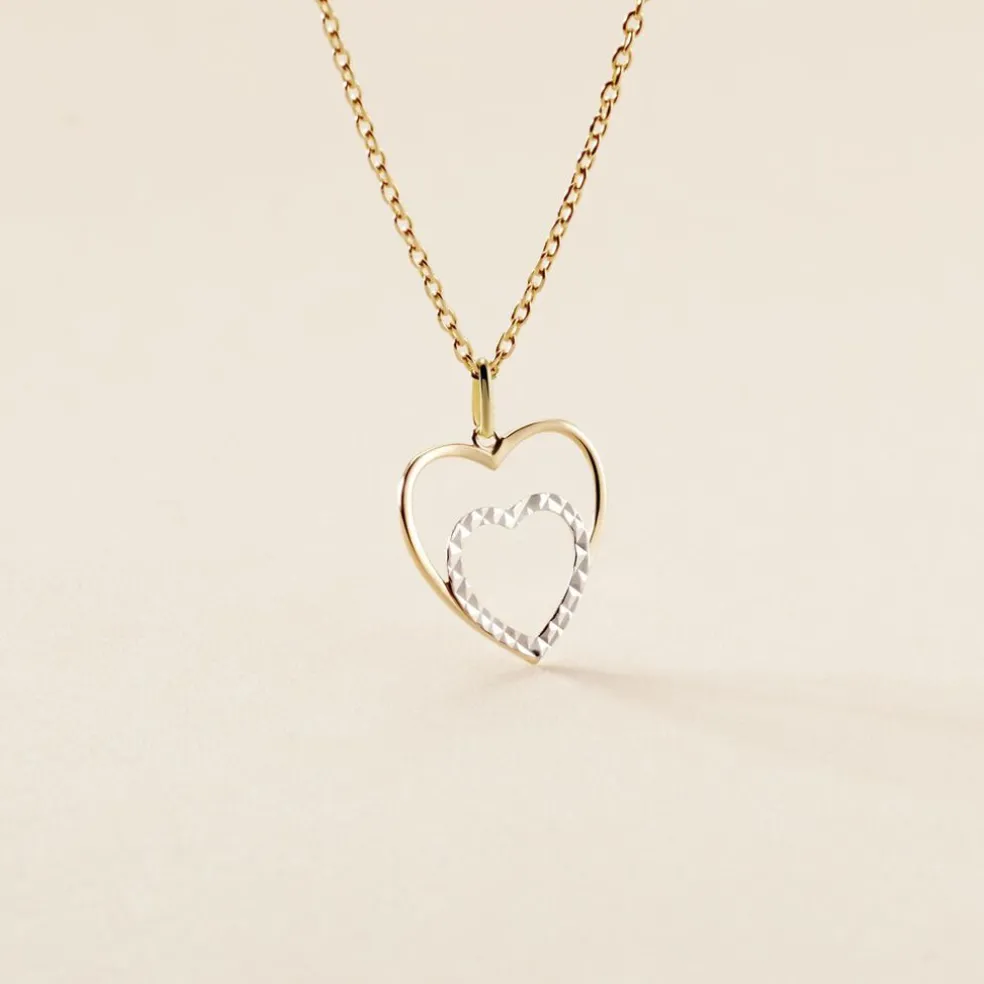 Pendentif Eudocie Double Coeurs Or Bicolore
