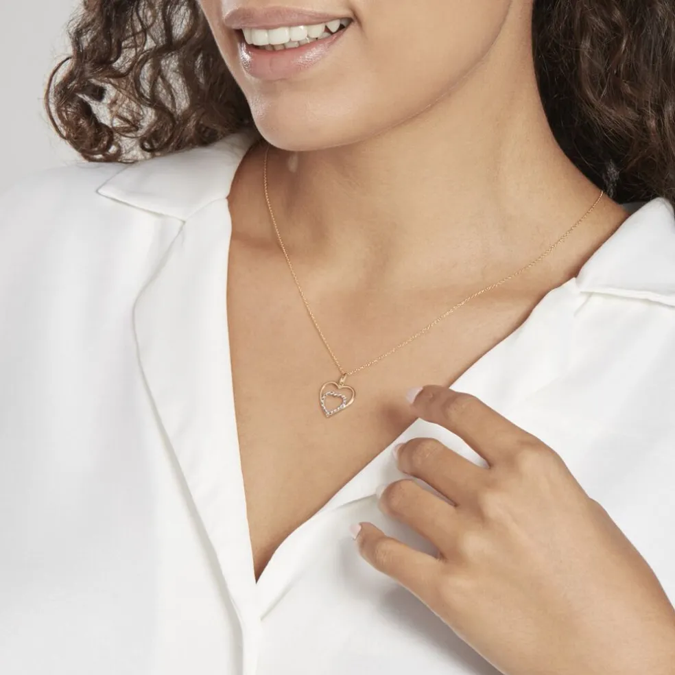 Pendentif Eudocie Double Coeurs Or Bicolore