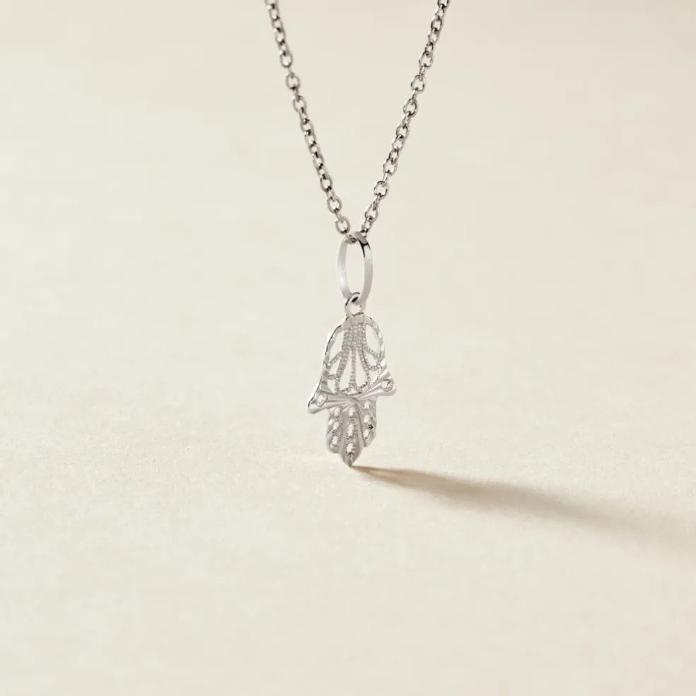 Pendentif Fatima Or Blanc