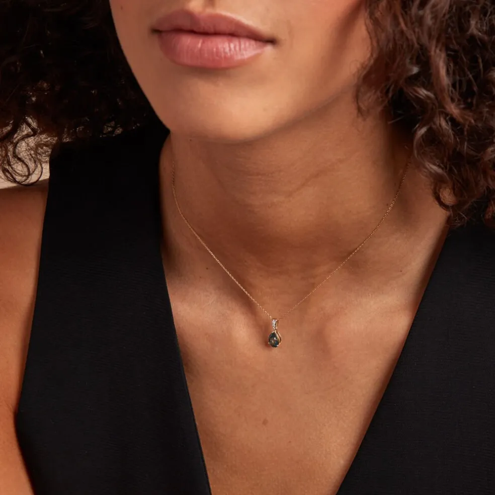 Pendentif Gorgel Or Jaune Topaze Oxyde De Zirconium