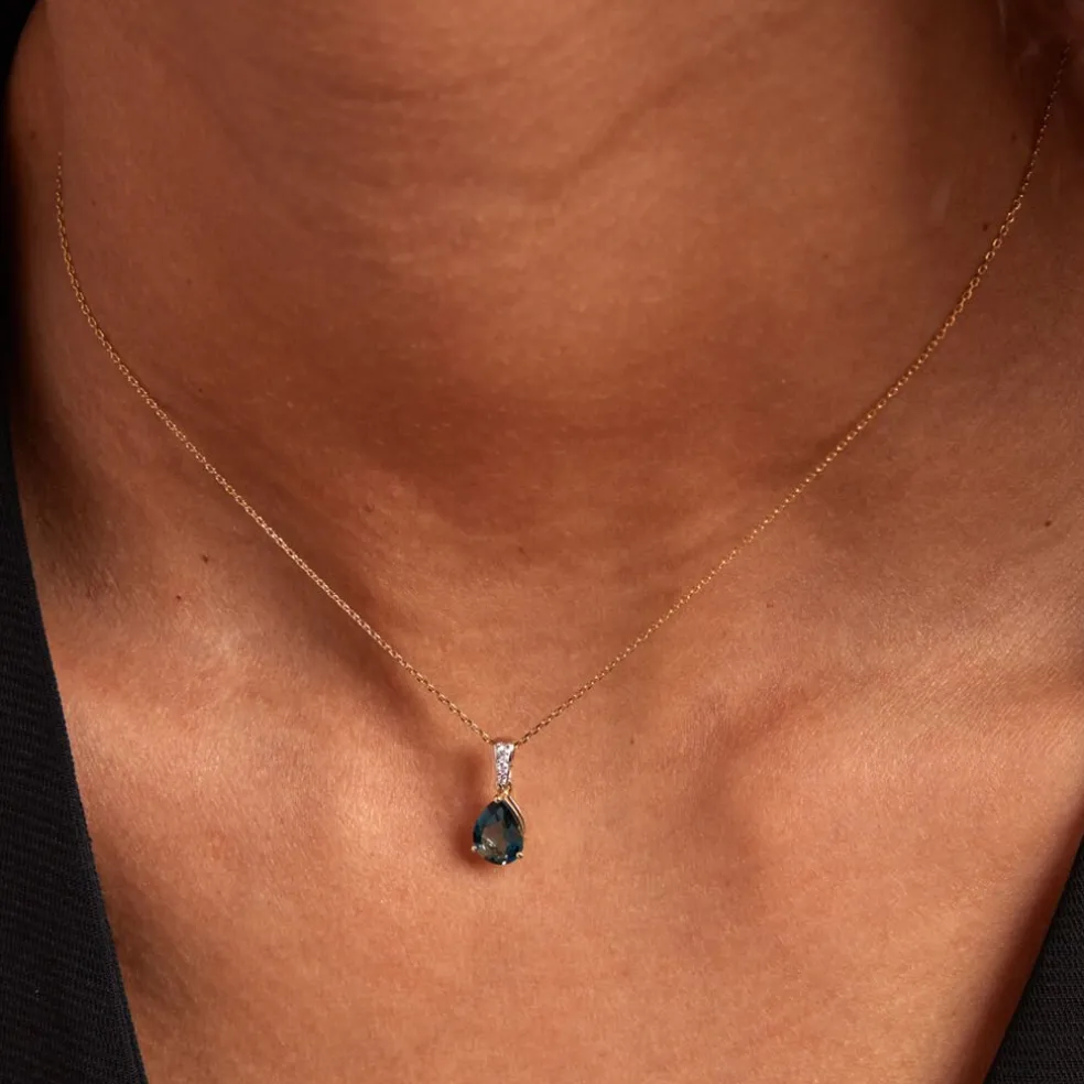 Pendentif Gorgel Or Jaune Topaze Oxyde De Zirconium