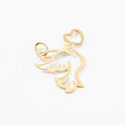 Pendentif Guecha Colombe Et Coeur Or Jaune
