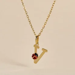 Pendentif Helidie Coccinelle Lettre Or Jaune