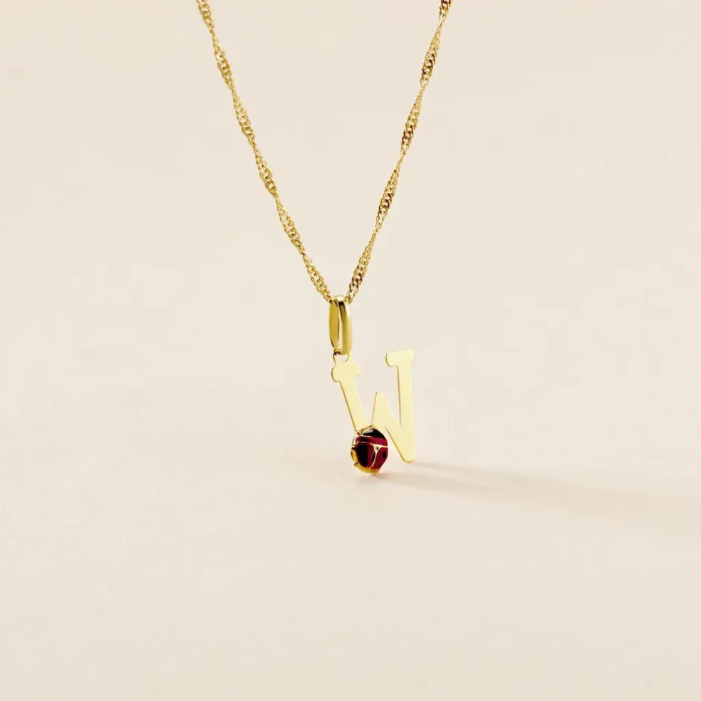 Pendentif Helidie Coccinelle Lettre Or Jaune
