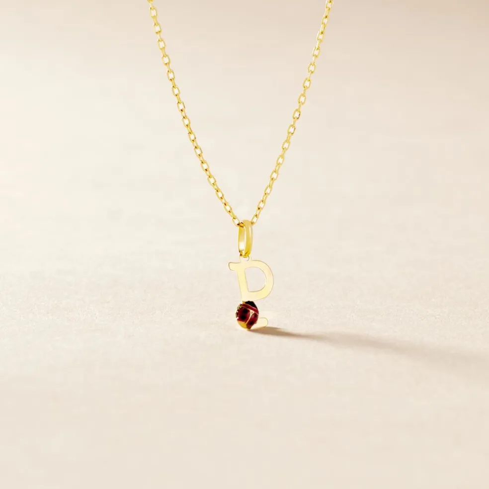 Pendentif Helidie Coccinelle Lettre Or Jaune