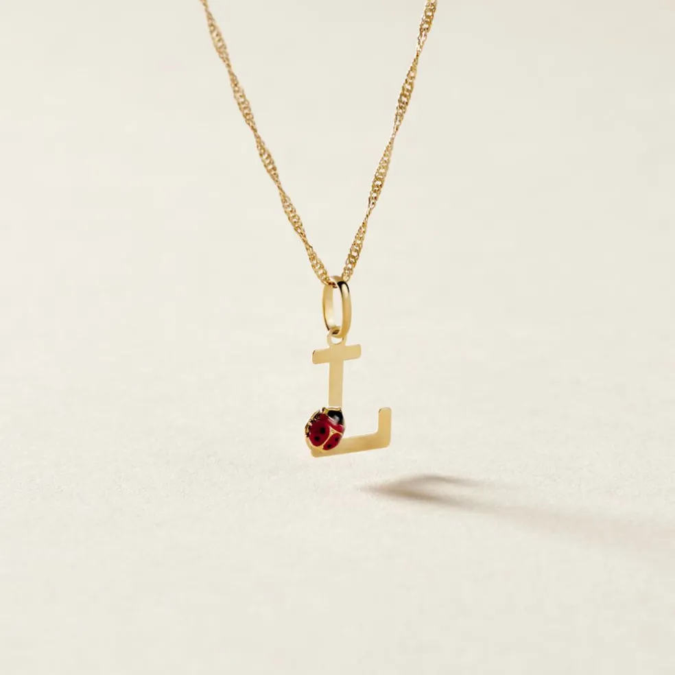 Pendentif Helidie Coccinelle Lettre Or Jaune