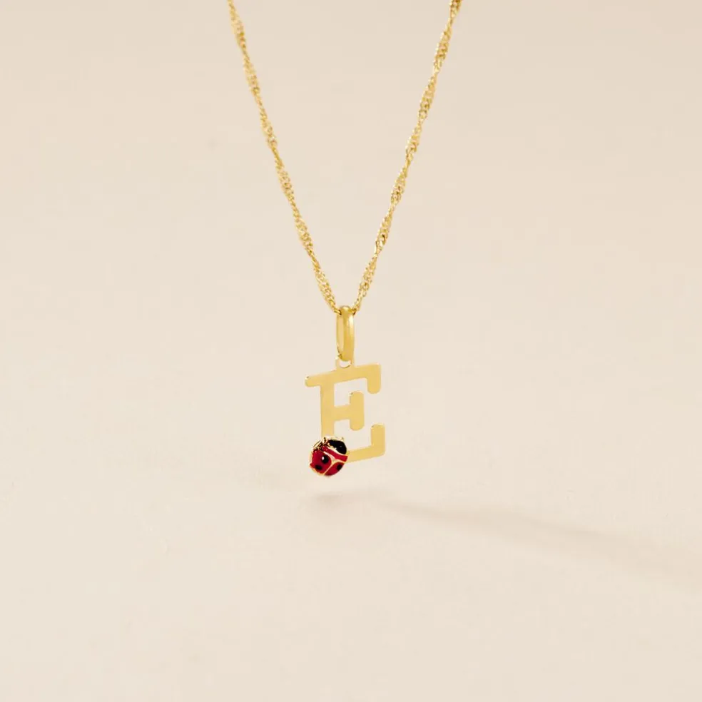 Pendentif Helidie Coccinelle Lettre Or Jaune