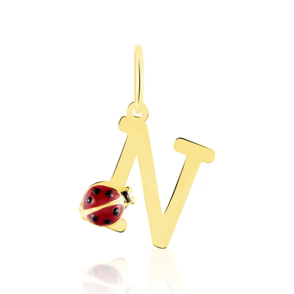 Pendentif Helidie Coccinelle Lettre Or Jaune