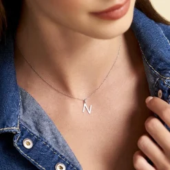 Pendentif Ionia Lettre Or Blanc