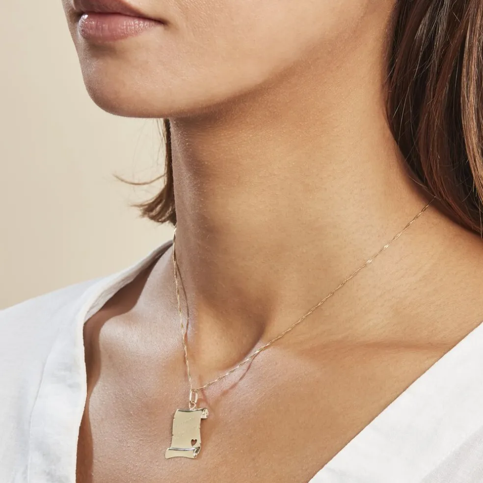 Pendentif Irenca Message Parchemin Or Jaune