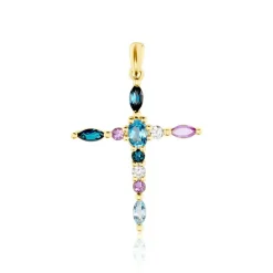 Pendentif Iris Or Jaune Topaze Améthyste