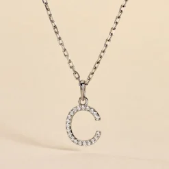 Pendentif Klementine Or Blanc Oxyde De Zirconium