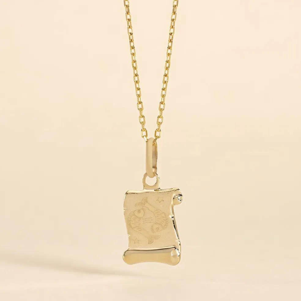 Pendentif Lamie Zodiaque Parchemin Or Jaune