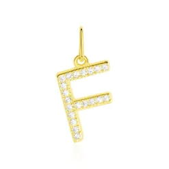 Pendentif Lettre F Or Jaune Oxyde