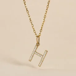 Pendentif Lettre H Or Jaune Oxyde