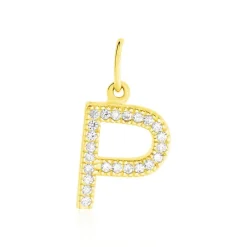 Pendentif Lettre P Or Jaune Oxyde