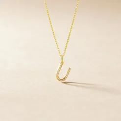 Pendentif Lettre U Or Jaune Oxyde