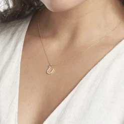 Pendentif Lettre U Or Jaune Oxyde