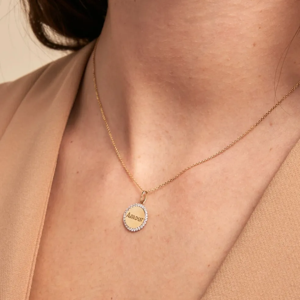 Pendentif Levon Or Jaune Oxyde De Zirconium