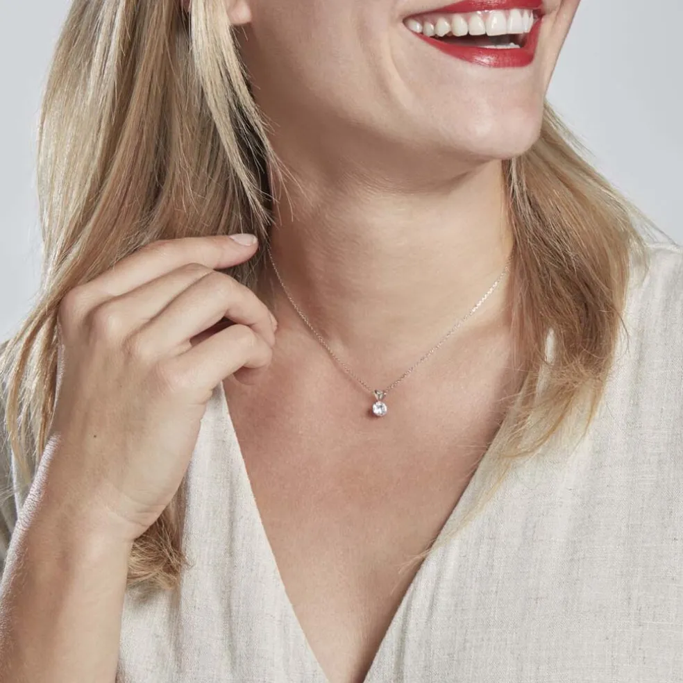 Pendentif Mabila Or Blanc Oxyde De Zirconium