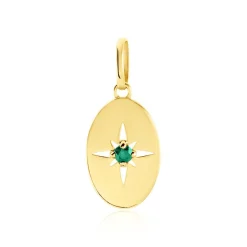 Pendentif Melchior Or Jaune Emeraude