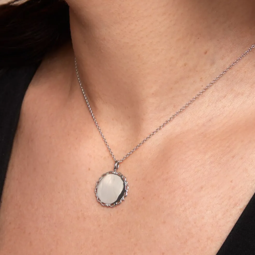 Pendentif Molya Argent Blanc