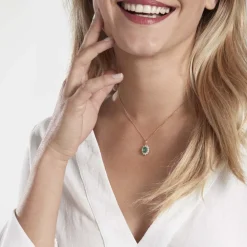 Pendentif Or Jaune Emeraude Diamants