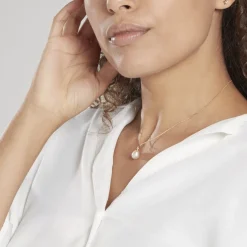 Pendentif Rose Or Jaune Perle De Culture