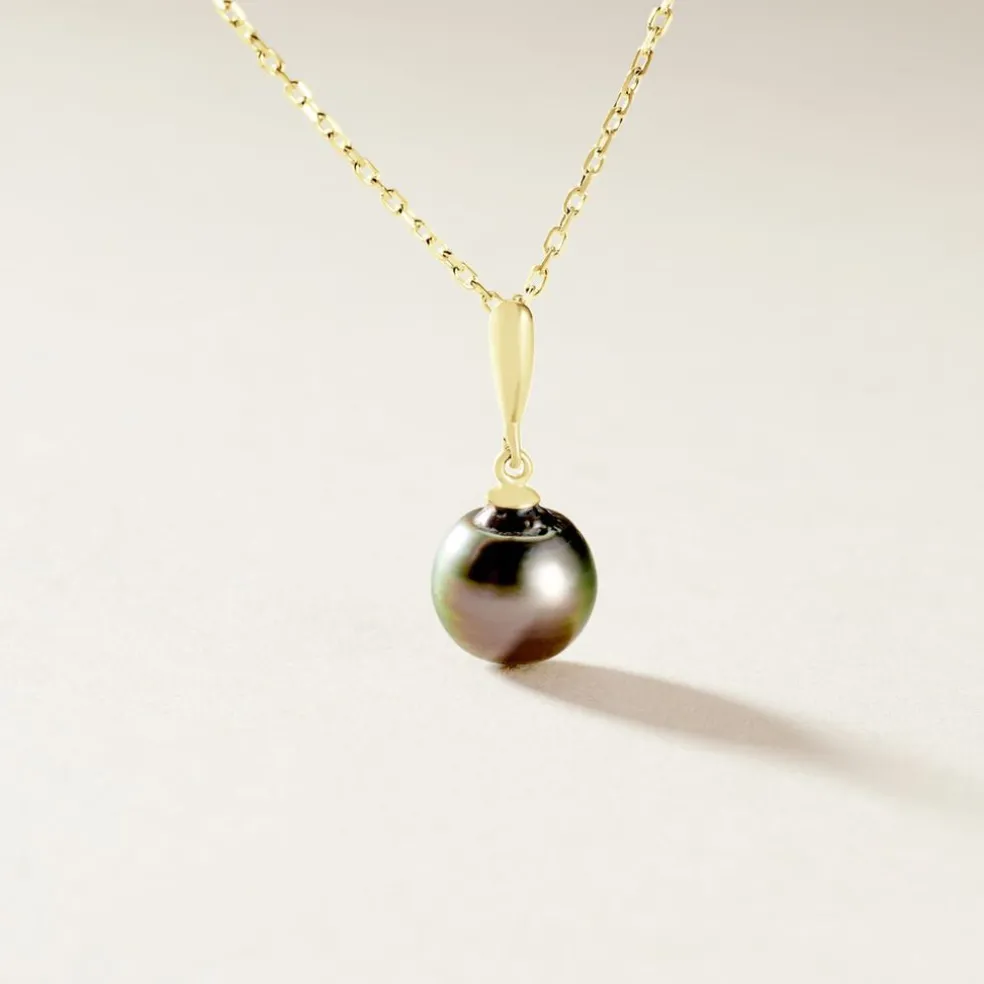 Pendentif Semi-baroque Or Jaune Perle De Culture De Tahiti