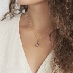 Pendentif Semi-baroque Or Jaune Perle De Culture De Tahiti