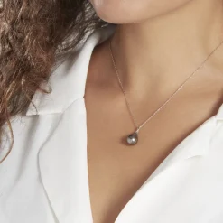 Pendentif Syana Or Blanc Perle De Culture De Tahiti