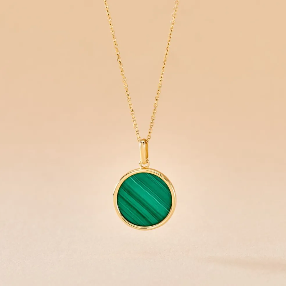 Pendentif Ultane Or Jaune Malachite