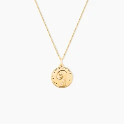 Pendentif Vierge Rond Diamante Or Jaune